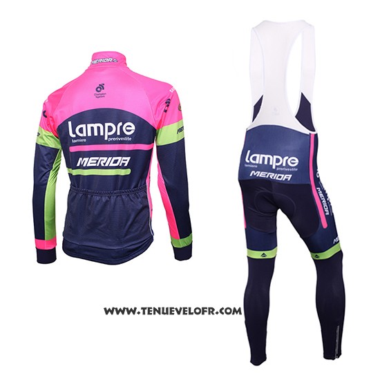 2016 Maillot Ciclismo Lampre Bleu et Rose Manches Longues et Cuissard